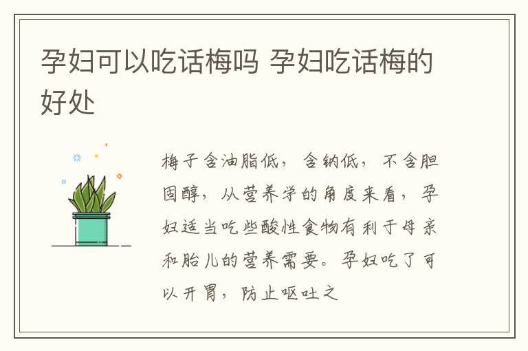 孕妇可以吃话梅吗 孕妇吃话梅的好处