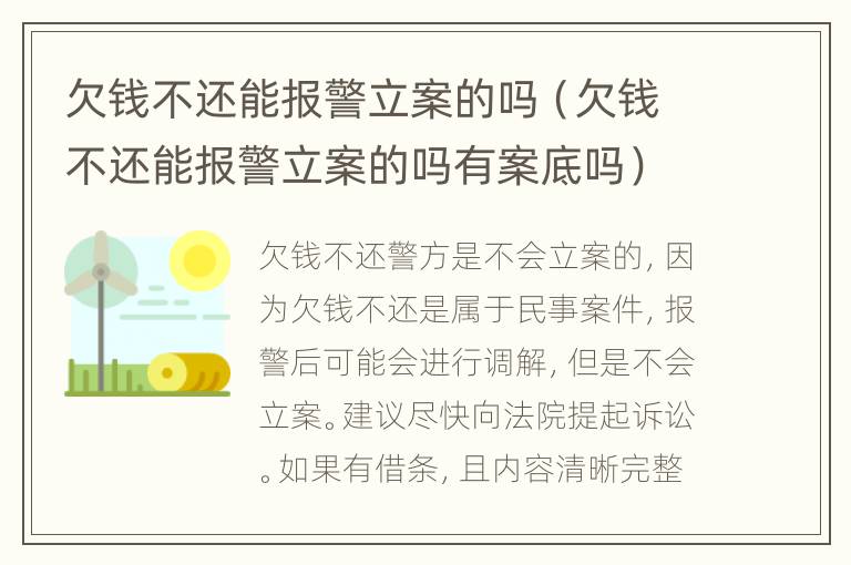 欠钱不还能报警立案的吗（欠钱不还能报警立案的吗有案底吗）
