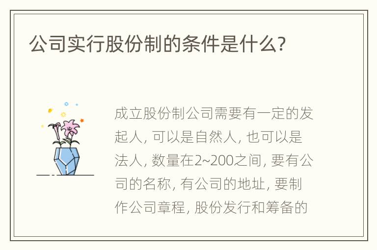 公司实行股份制的条件是什么？