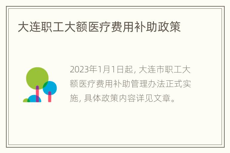 大连职工大额医疗费用补助政策