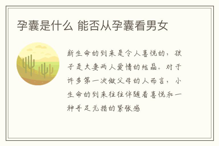 孕囊是什么 能否从孕囊看男女