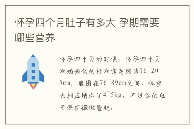 怀孕四个月肚子有多大 孕期需要哪些营养