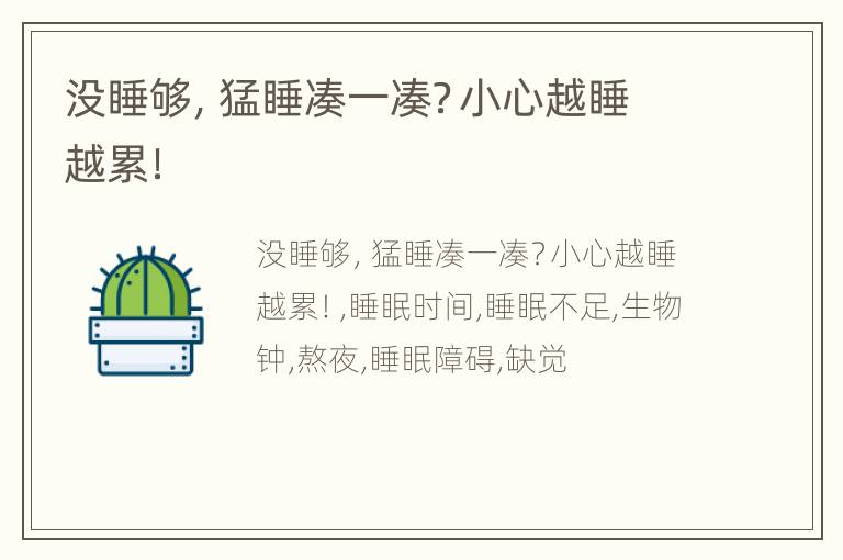 没睡够，猛睡凑一凑？小心越睡越累！