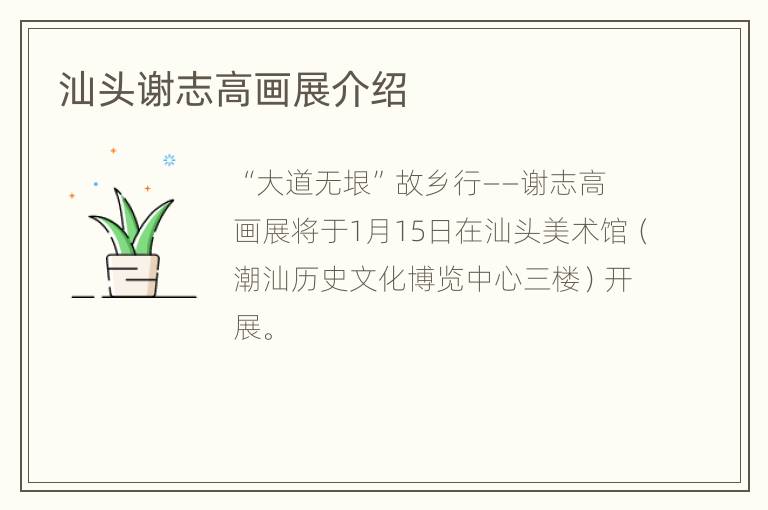 汕头谢志高画展介绍