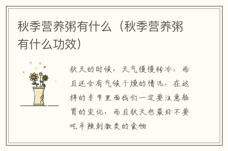 秋季营养粥有什么（秋季营养粥有什么功效）