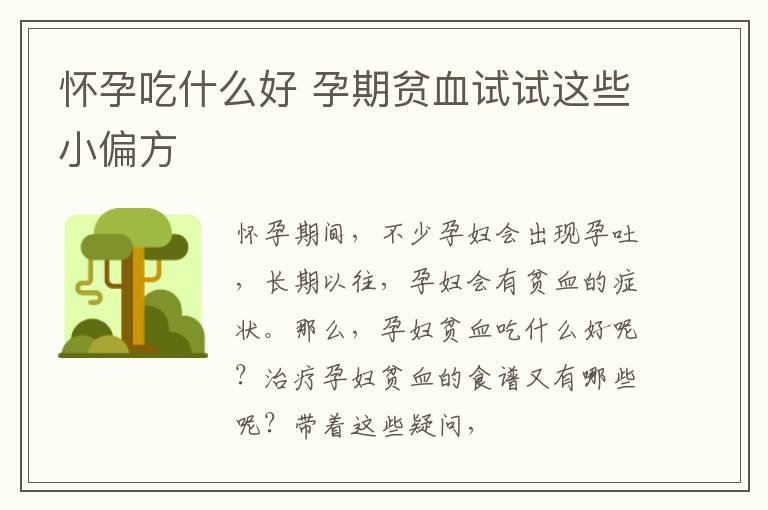 怀孕吃什么好 孕期贫血试试这些小偏方