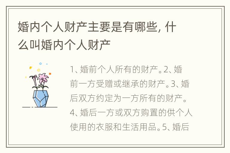 婚内个人财产主要是有哪些，什么叫婚内个人财产