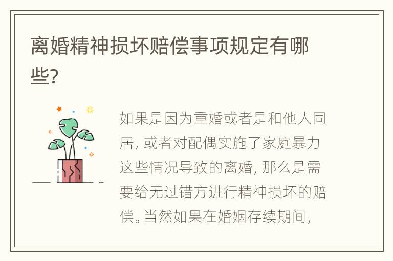 离婚精神损坏赔偿事项规定有哪些？