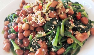 凉拌菠菜花生米的制作方法 凉拌菠菜花生米