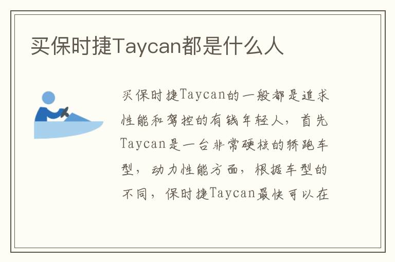 买保时捷Taycan都是什么人