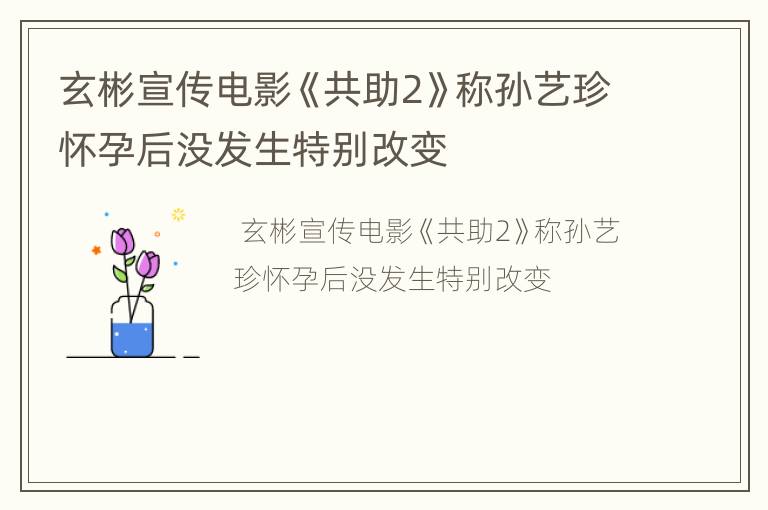玄彬宣传电影《共助2》称孙艺珍怀孕后没发生特别改变