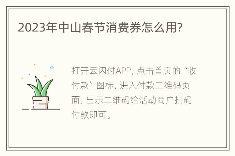 2023年中山春节消费券怎么用？