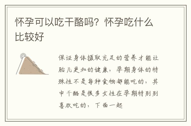 怀孕可以吃干酪吗？怀孕吃什么比较好