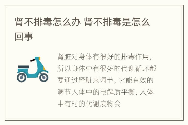 肾不排毒怎么办 肾不排毒是怎么回事