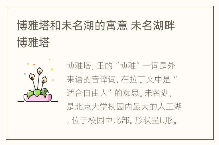 博雅塔和未名湖的寓意 未名湖畔博雅塔