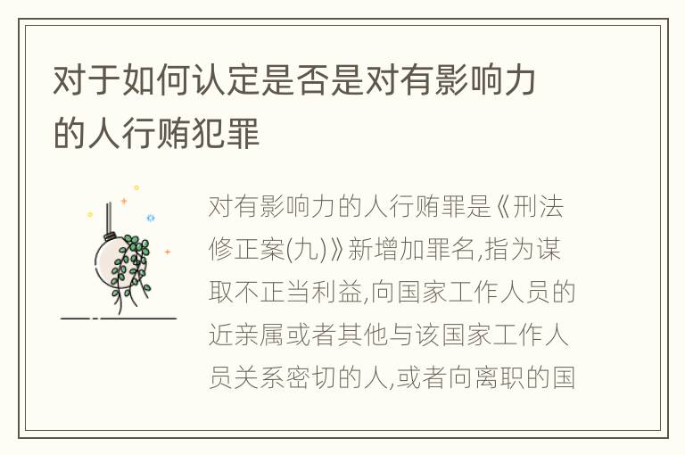 对于如何认定是否是对有影响力的人行贿犯罪