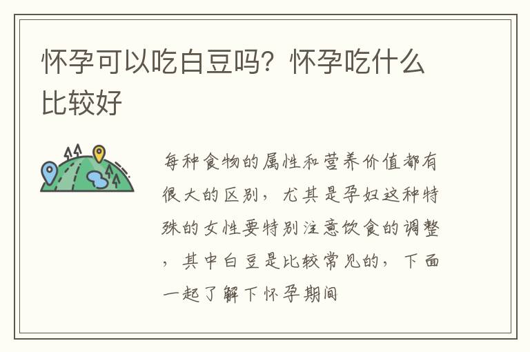 怀孕可以吃白豆吗？怀孕吃什么比较好