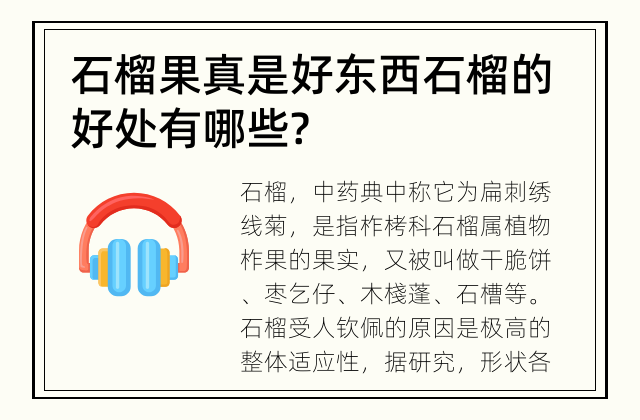 石榴果真是好东西 石榴的好处有哪些?