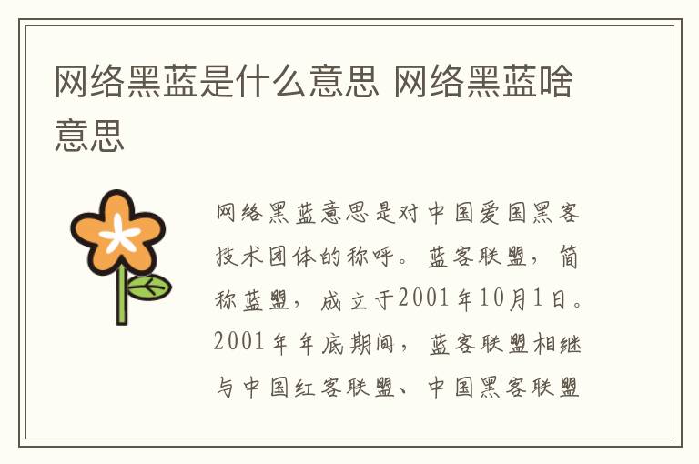 网络黑蓝是什么意思 网络黑蓝啥意思