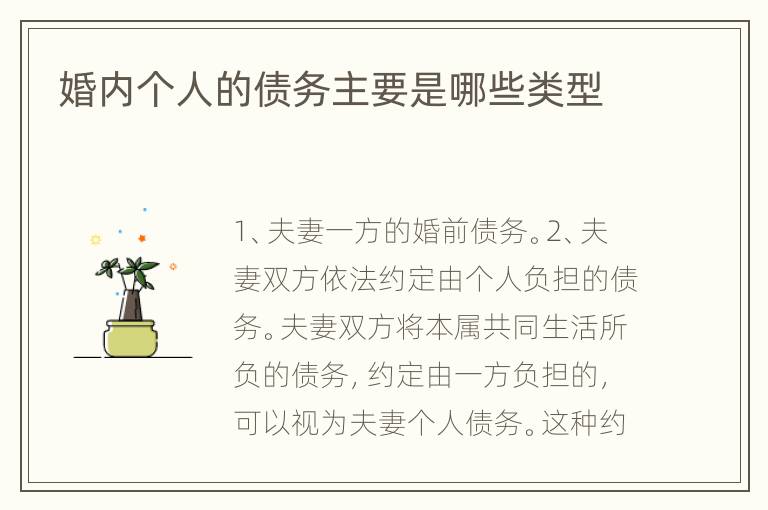 婚内个人的债务主要是哪些类型