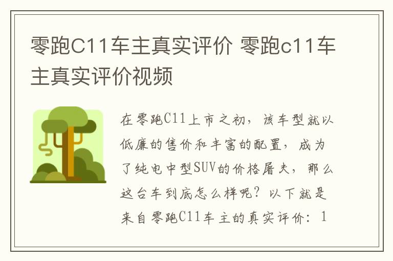 零跑C11车主真实评价 零跑c11车主真实评价视频