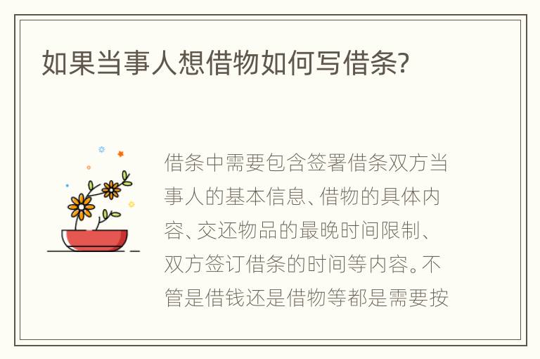如果当事人想借物如何写借条？