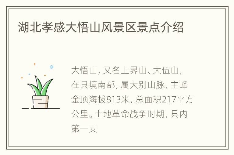 湖北孝感大悟山风景区景点介绍