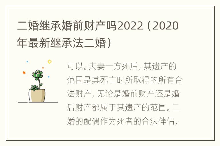 二婚继承婚前财产吗2022（2020年最新继承法二婚）