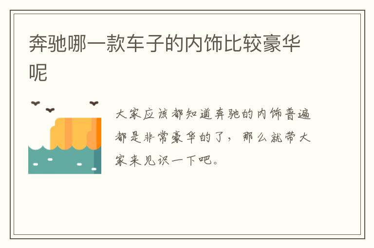 奔驰哪一款车子的内饰比较豪华呢