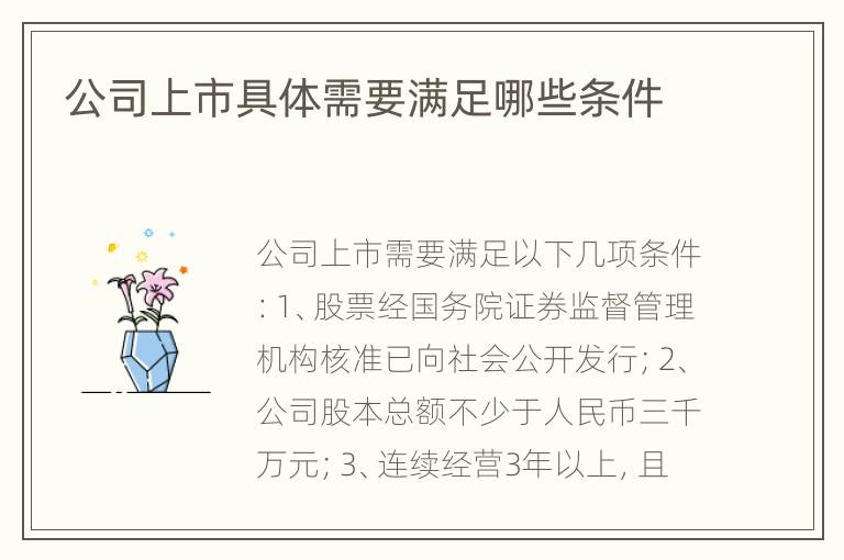 公司上市具体需要满足哪些条件