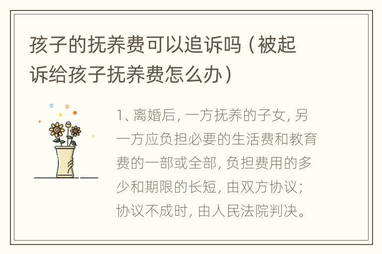 孩子的抚养费可以追诉吗（被起诉给孩子抚养费怎么办）