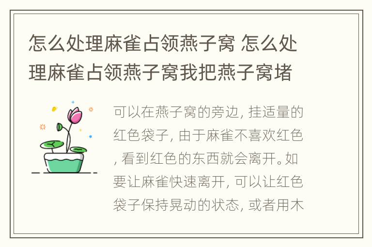 怎么处理麻雀占领燕子窝 怎么处理麻雀占领燕子窝我把燕子窝堵住了