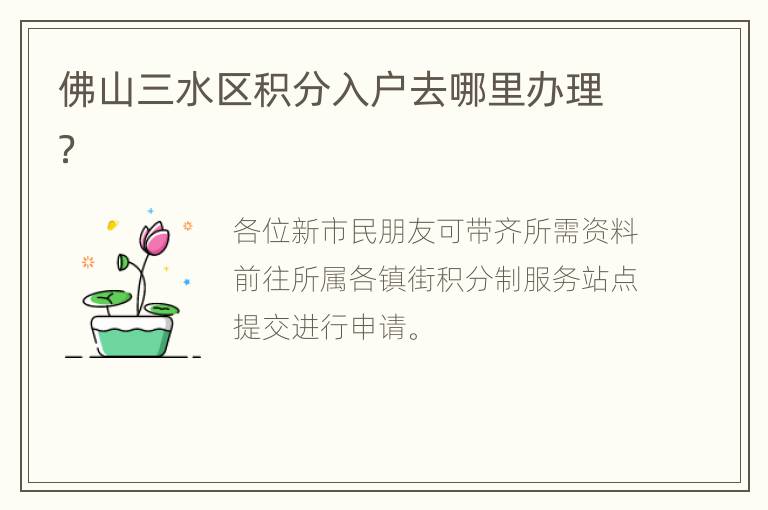 佛山三水区积分入户去哪里办理？