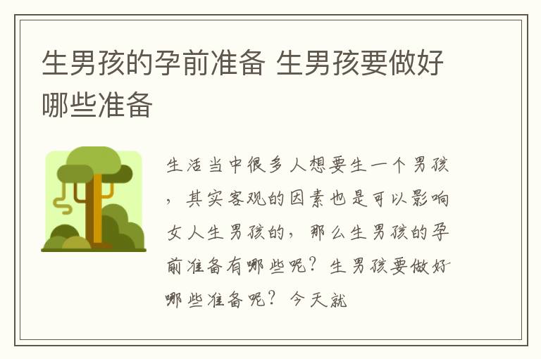 生男孩的孕前准备 生男孩要做好哪些准备