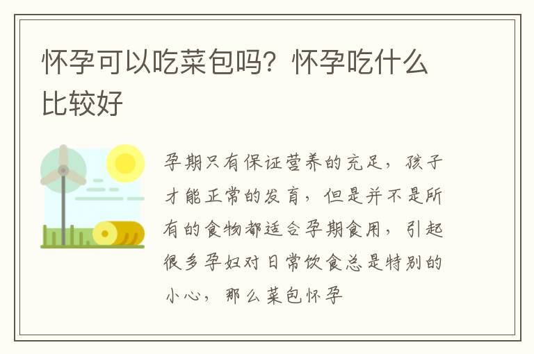 怀孕可以吃菜包吗？怀孕吃什么比较好