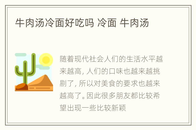 牛肉汤冷面好吃吗 冷面 牛肉汤