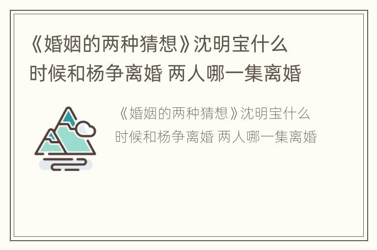 《婚姻的两种猜想》沈明宝什么时候和杨争离婚 两人哪一集离婚