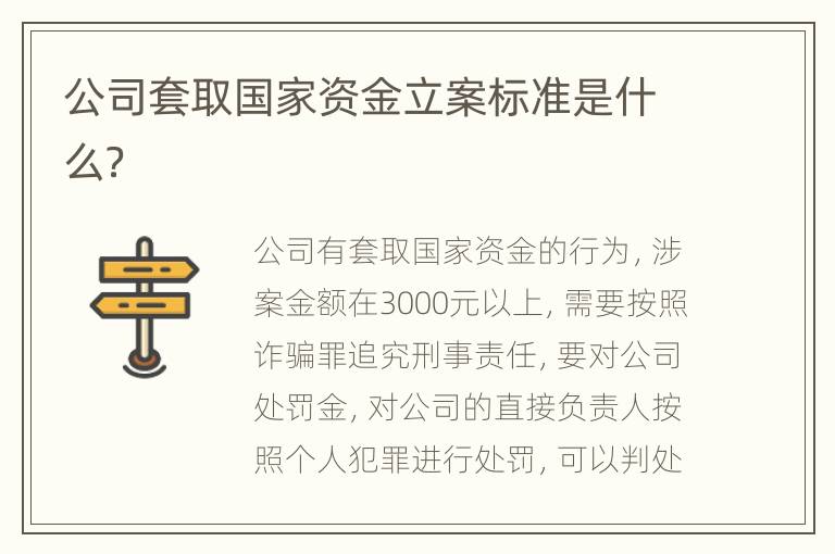 公司套取国家资金立案标准是什么？