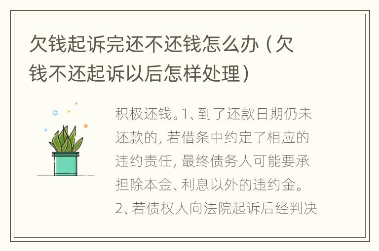 欠钱起诉完还不还钱怎么办（欠钱不还起诉以后怎样处理）