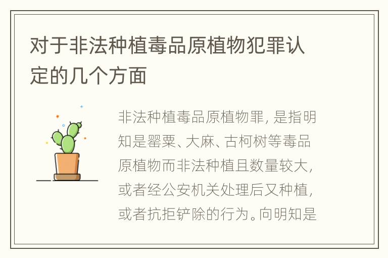 对于非法种植毒品原植物犯罪认定的几个方面