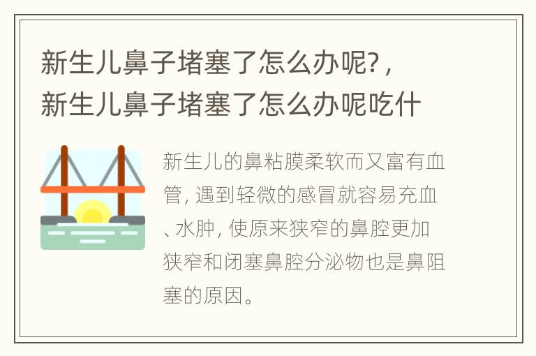 新生儿鼻子堵塞了怎么办呢？，新生儿鼻子堵塞了怎么办呢吃什么药