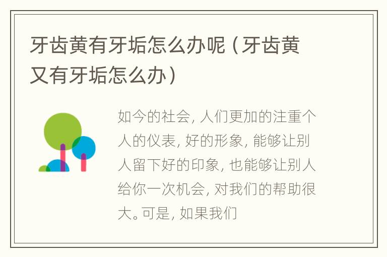 牙齿黄有牙垢怎么办呢（牙齿黄又有牙垢怎么办）