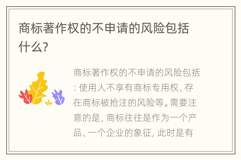 商标著作权的不申请的风险包括什么？