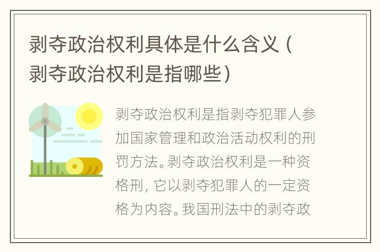 剥夺政治权利具体是什么含义（剥夺政治权利是指哪些）