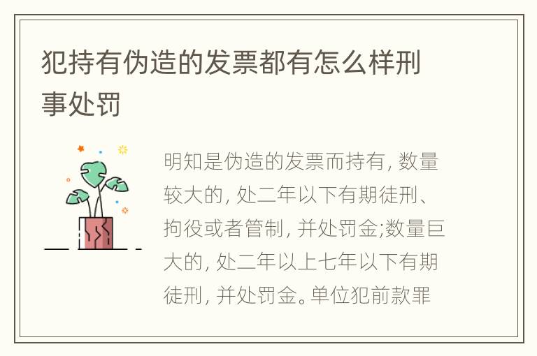 犯持有伪造的发票都有怎么样刑事处罚