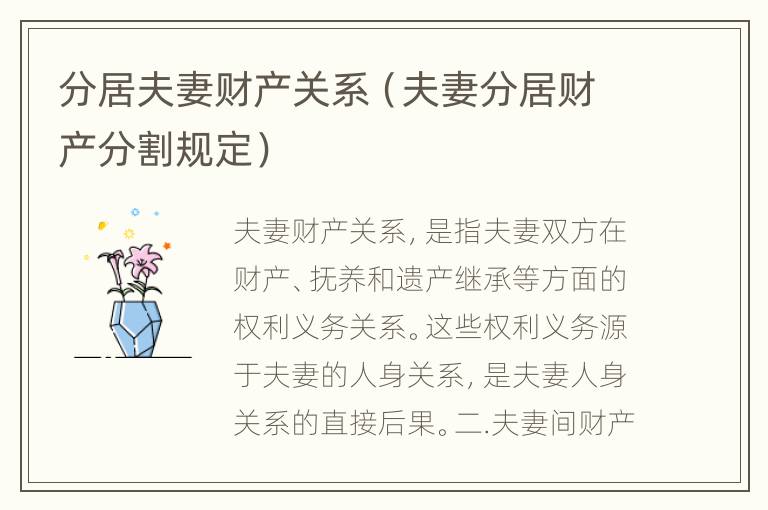 分居夫妻财产关系（夫妻分居财产分割规定）