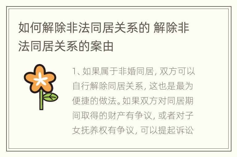 如何解除非法同居关系的 解除非法同居关系的案由