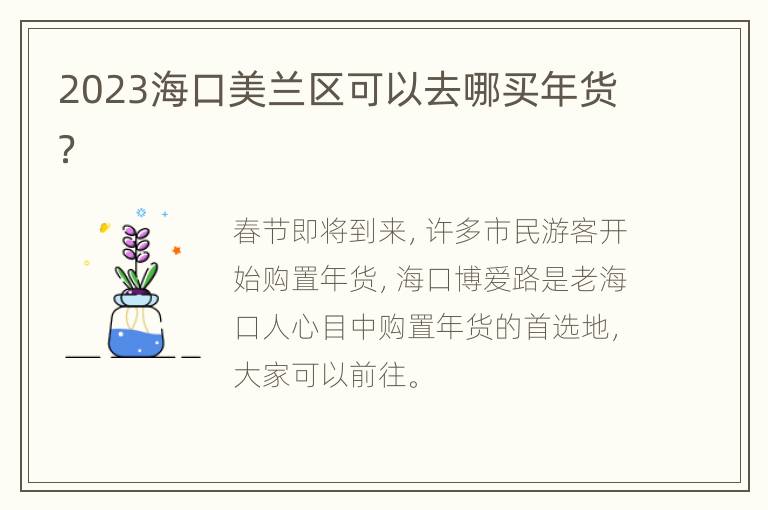 2023海口美兰区可以去哪买年货？