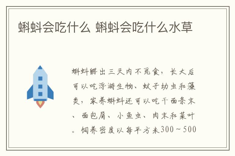 蝌蚪会吃什么 蝌蚪会吃什么水草