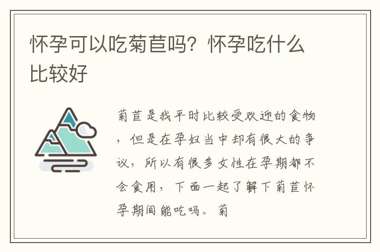 怀孕可以吃菊苣吗？怀孕吃什么比较好